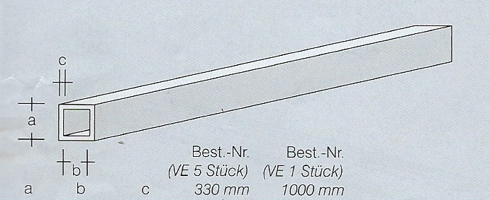 4-Kant Rohr Mat.ASA (ABS)  330mm Lang