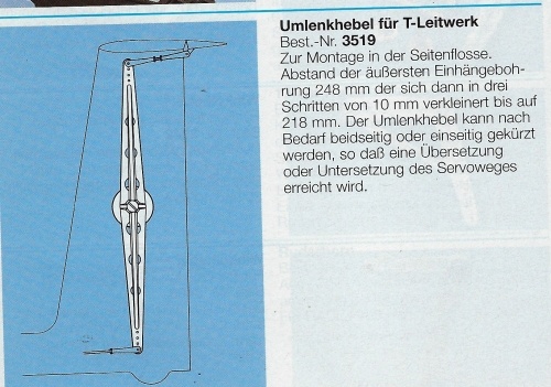 Umlenkhebel für T-Leitwerk